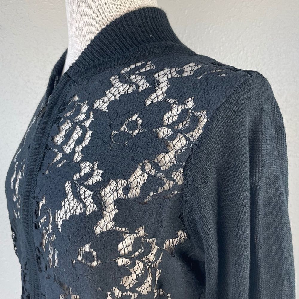 Fever Black Lace Full Zip Style Cardigan Size L - Picture 4 of 7